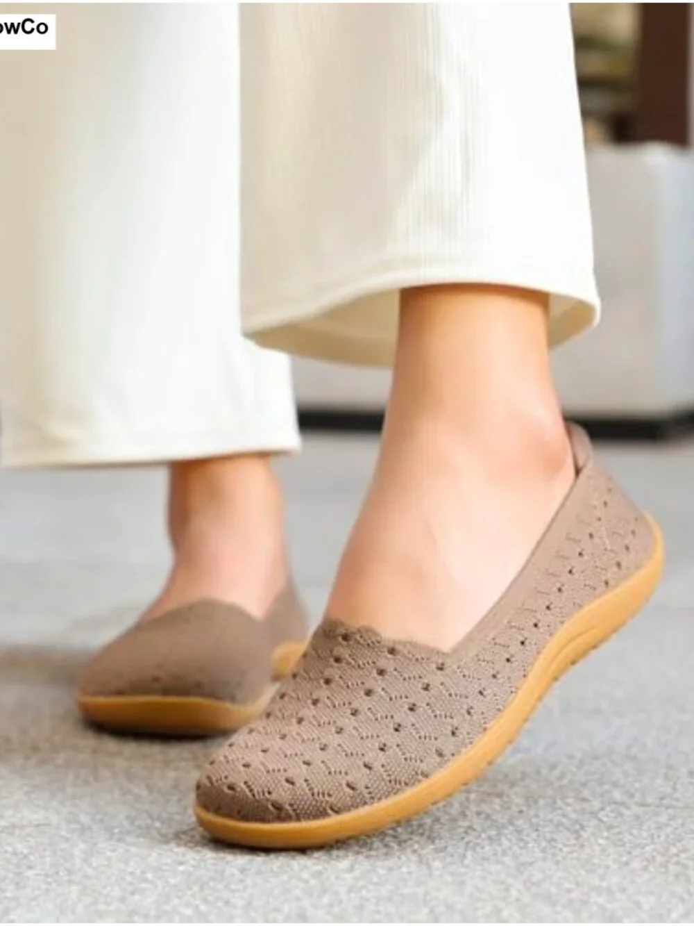 Wide Toe Box Ballet Flats Women's Knit Walking Shoes